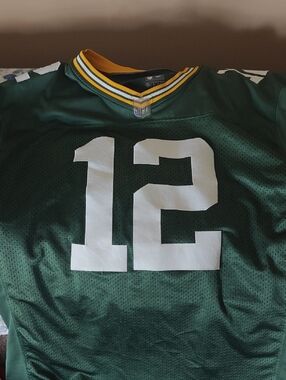 Green #12 Football Jersey with White Numbers